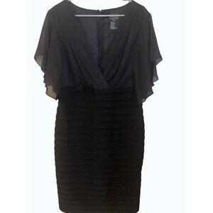 Xscape Woman by Joanna Chen Black Chiffon Flutter Sleeve Dress -16W, semi-formal